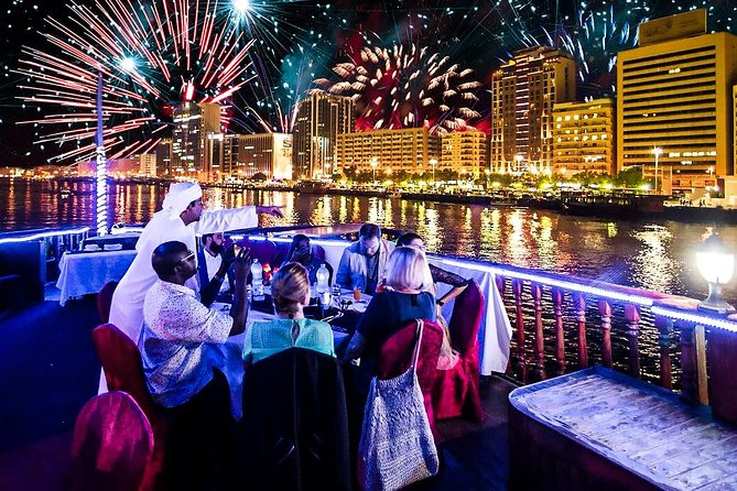 fireworks from a dhow cruise on new year in Dubai