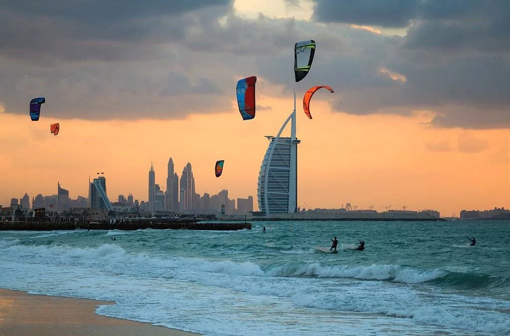 Sunset in Dubai at Kite Beach