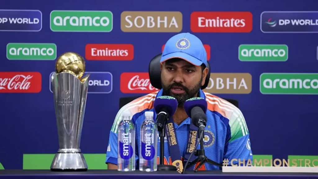 Captain Rohit Sharma in a Press Conference after winning Champions Trophy