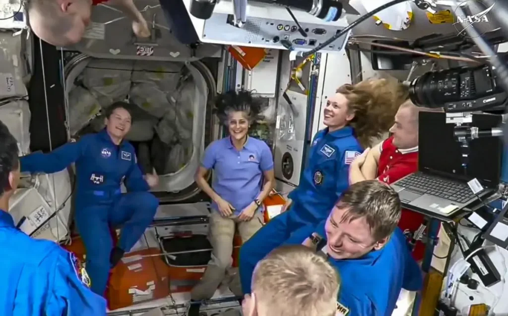 Sunita Williams with her team in Space
