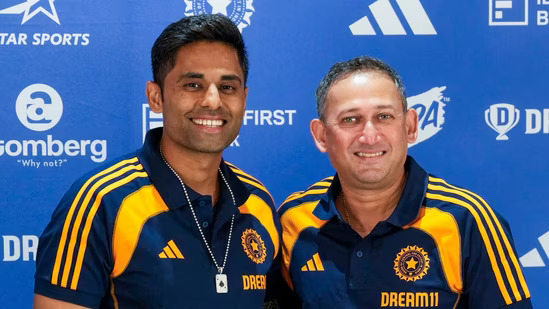 Captain Suryakumar Yadav withj Cheif Selector Ajit Agarkar