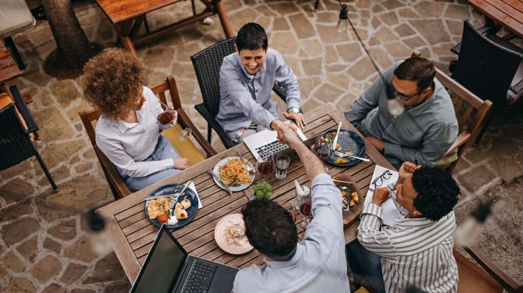 Dine out at a new business lunch