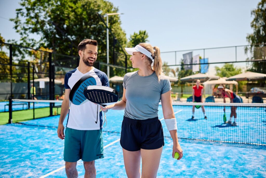 Play a waterfront padel game