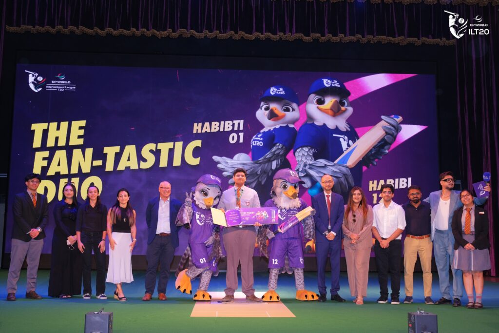 Meet Habibi Habibti, the official mascots of the DP World ILT20! The big reveal took place at The Indian High School, Dubai, school of the mascot designer Levin Veeroy Fernandes, whose design captur