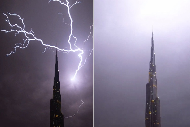 Sheikh Hamdan Shares Video of Lightning Over Burj Khalifa