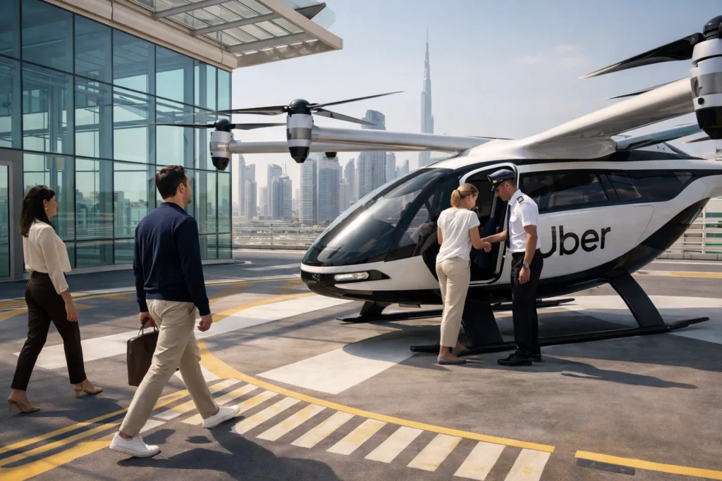 Boarding on the Uber Air Taxis in Dubai