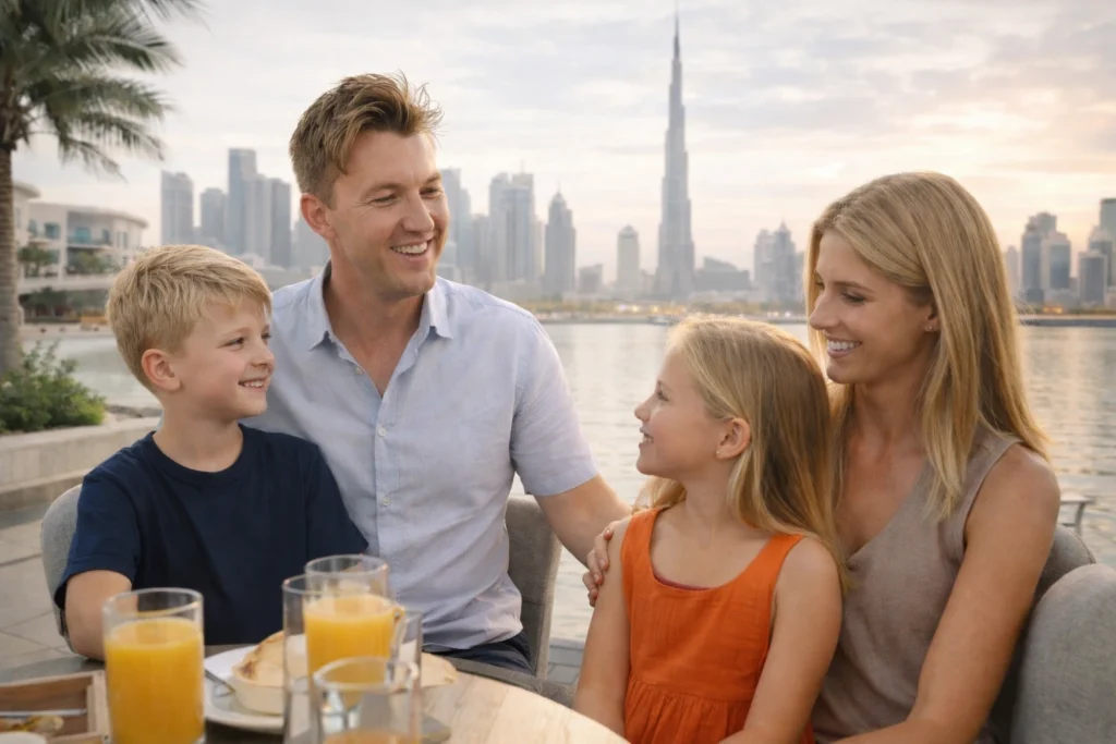 Brett Lee in Dubai with Wife and Kids
