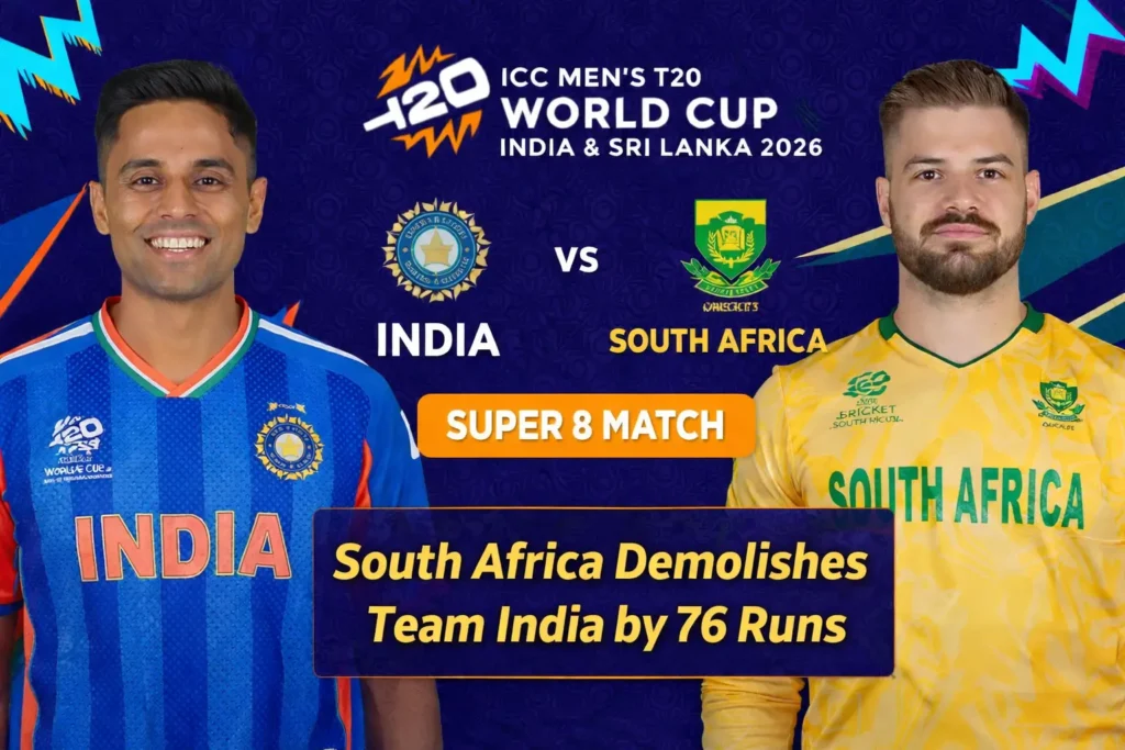 IND vs SA T20 World Cup 2026 Super 8 Match: South Africa Demolishes Team India by 76 Runs IND vs SA T20 World Cup 2026 Super 8 Match: South Africa Demolishes Team India by 76 Runs