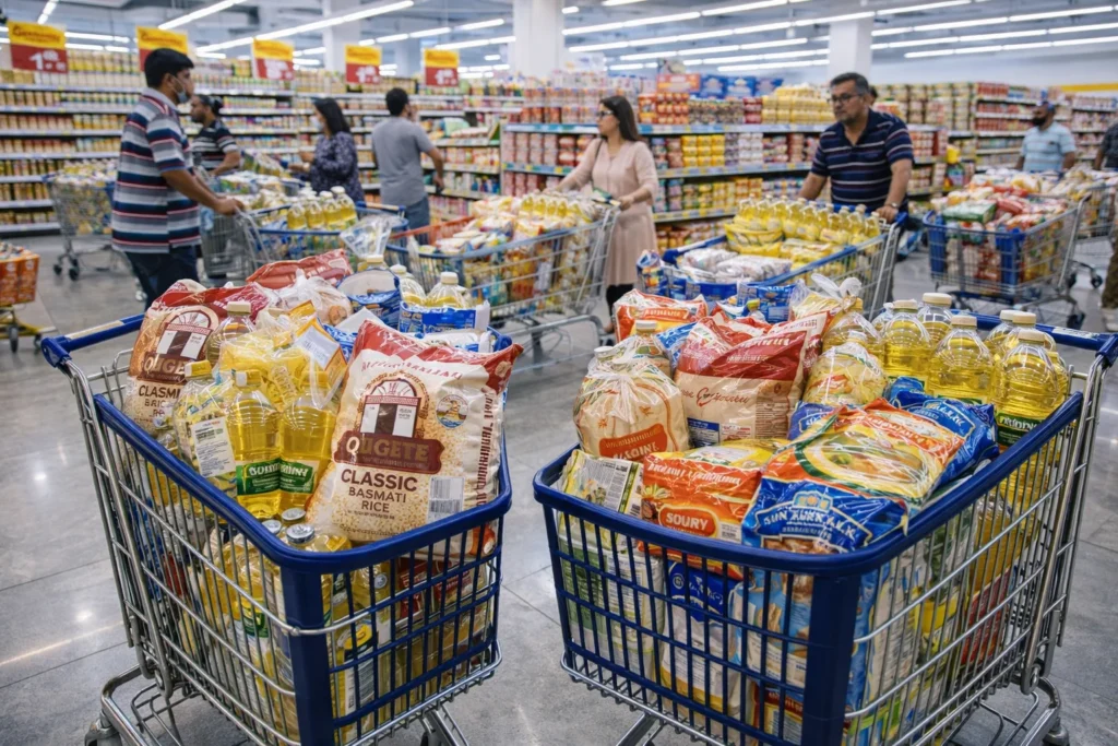 Busy Dubai Hypermarket Shopping Scene
