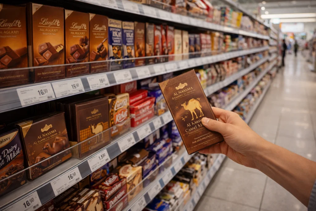 Camel Milk Chocolate in Dubai Aisle