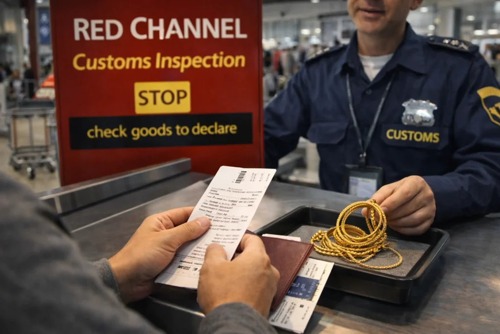 Customs Inspection with Gold Jewelry Declaration