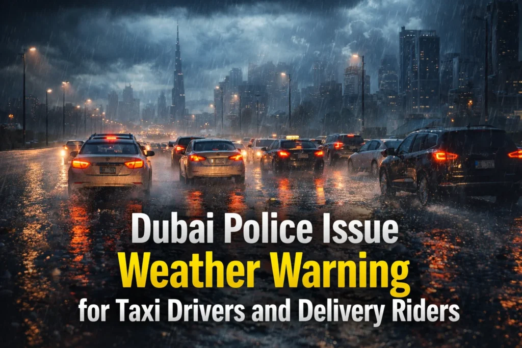 Dubai Police Warn Taxi Drivers and Delivery Riders Amid Severe Weather Conditions Dubai Police Warn Taxi Drivers and Delivery Riders Amid Severe Weather Conditions