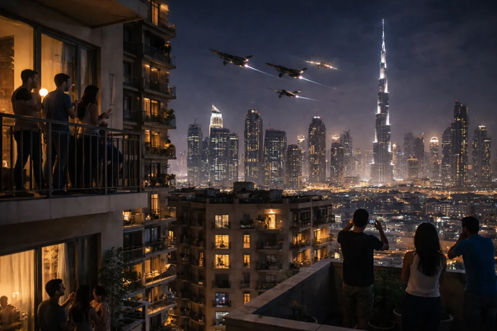 Fighter Jets over Dubai at Night