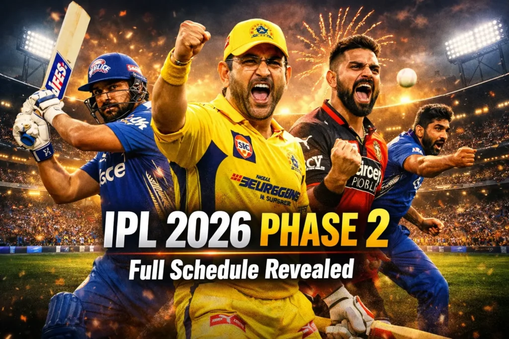 IPL 2026 Phase 2 Schedule Announced: Dates, Venues, Matches and Key Fixtures