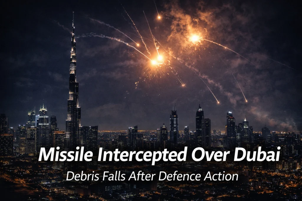 Missile Debris Falls in Dubai After Air Defence Interception Amid Iran Conflict