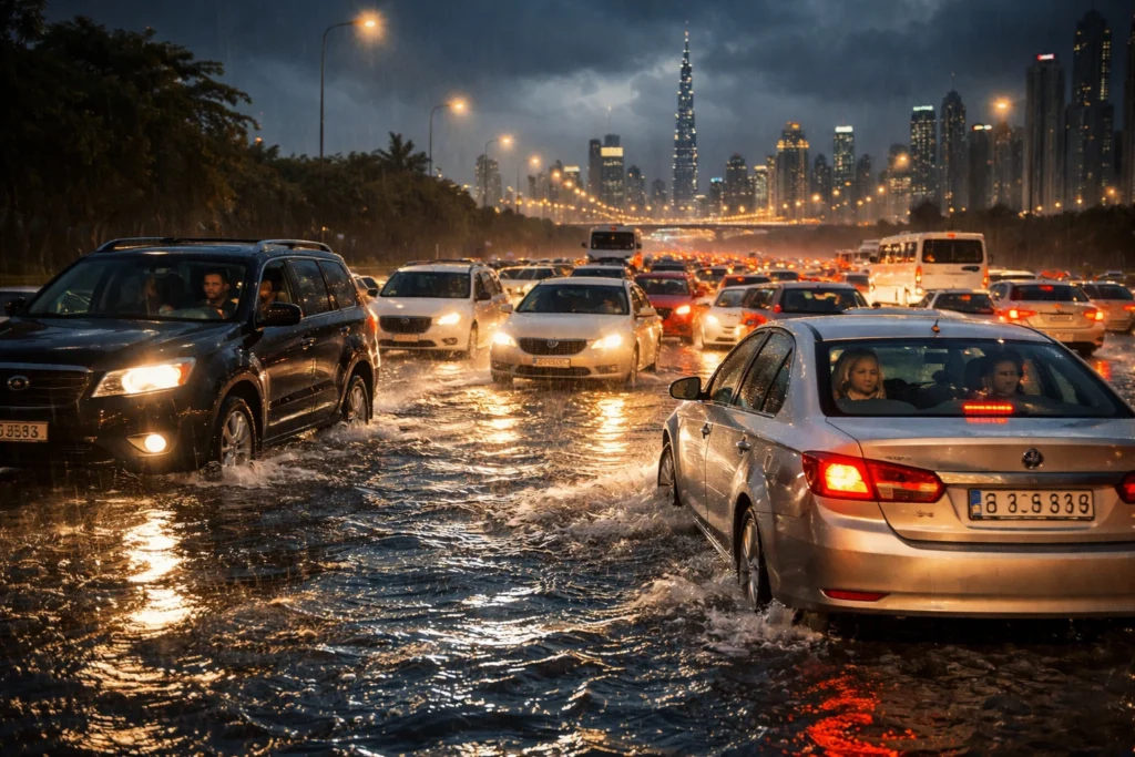 Roads Flooded Due To Dubai Strom