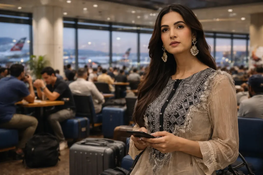 Sonal Chauhan at the Dubai International Airport