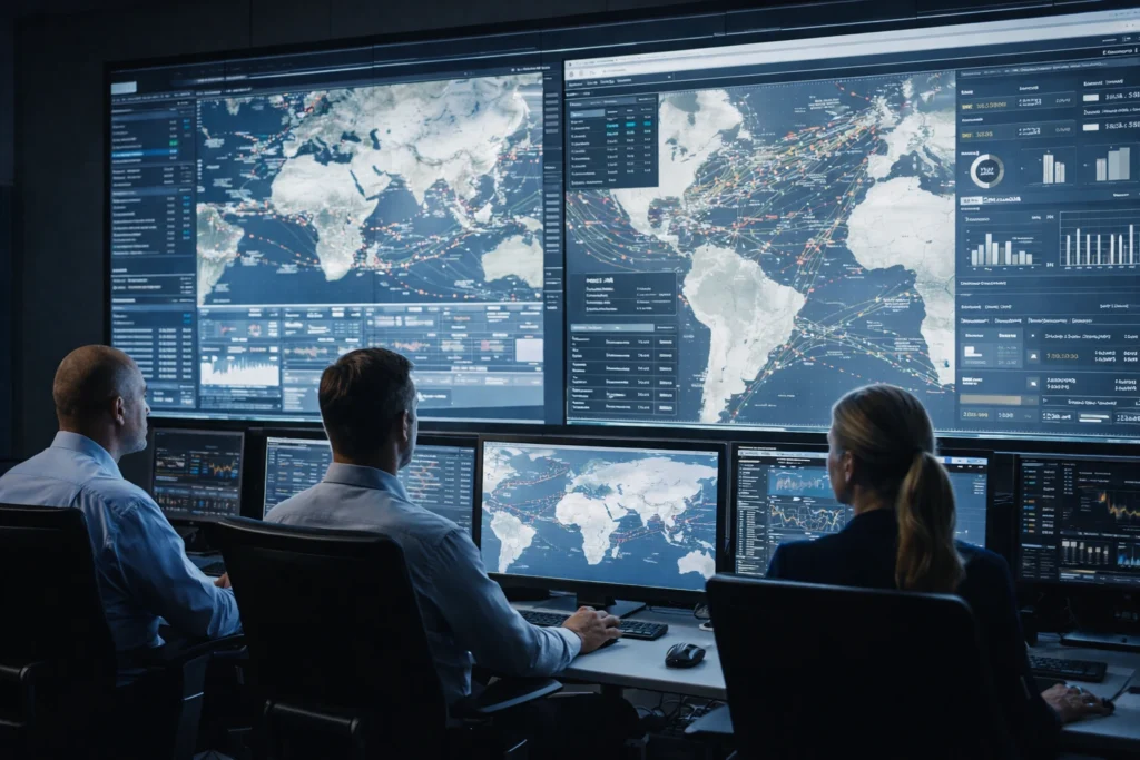 Control Room Monitoring Global Oil Supply Via Strait of Hormuz