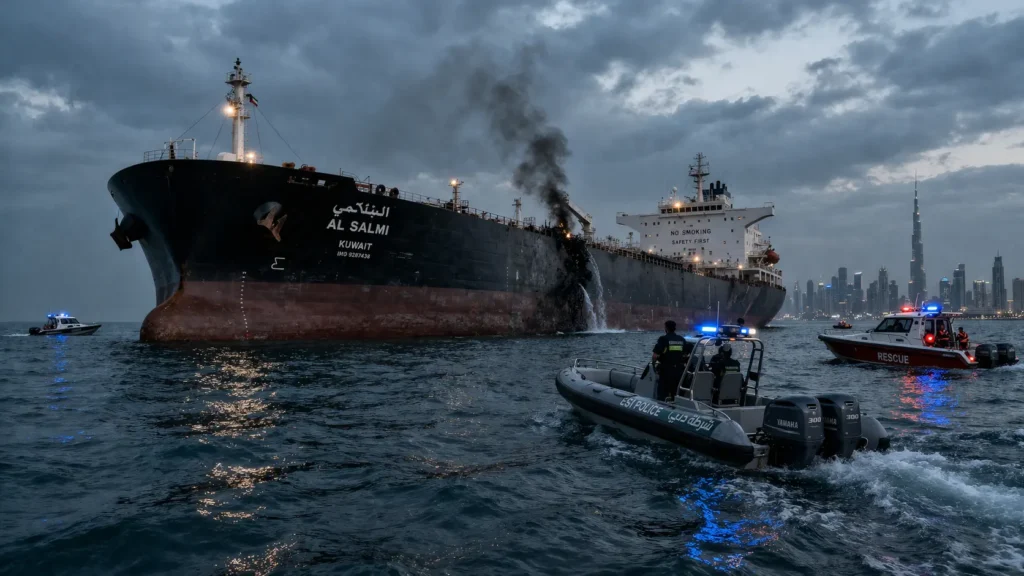 Explosions Near Dubai and Oil Tanker Attack