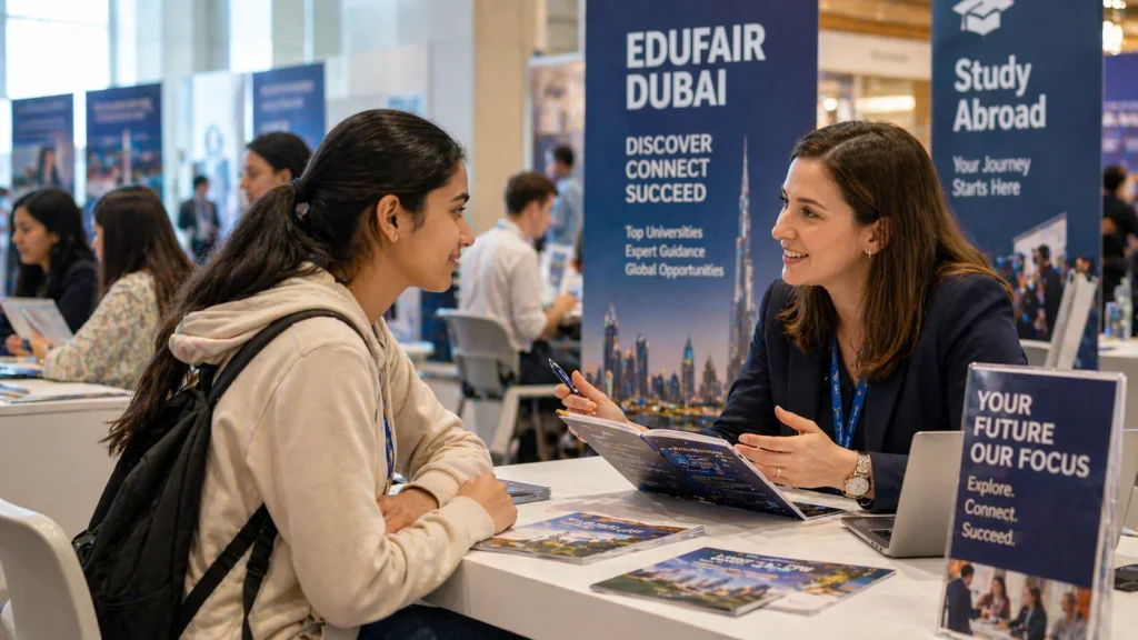 Student Discussing Career Options With a Counselor at Edufair Dubai