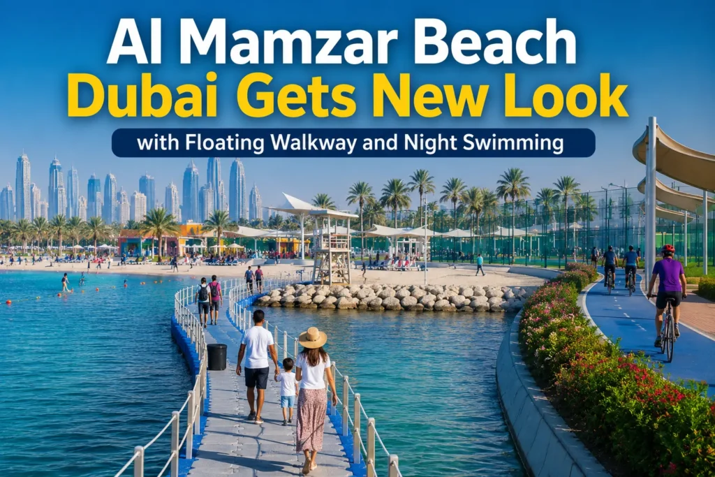 Al Mamzar Beach Dubai Gets New Look with Floating Walkway and Night Swimming