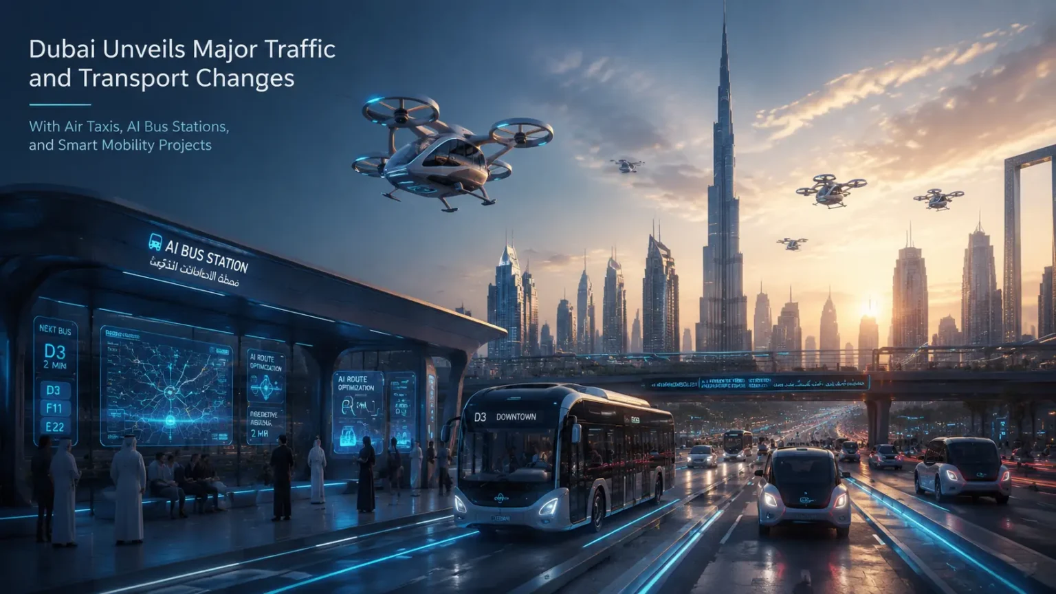 Dubai Unveils Major Traffic and Transport Changes With Air Taxis, AI Bus Stations, and Smart Mobility Projects