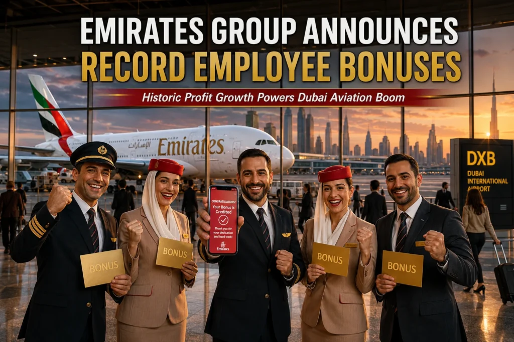 EMIRATES GROUP ANNOUNCES RECORD EMPLOYEE BONUSES - Historic Profit Growth Powers Dubai Aviation Boom