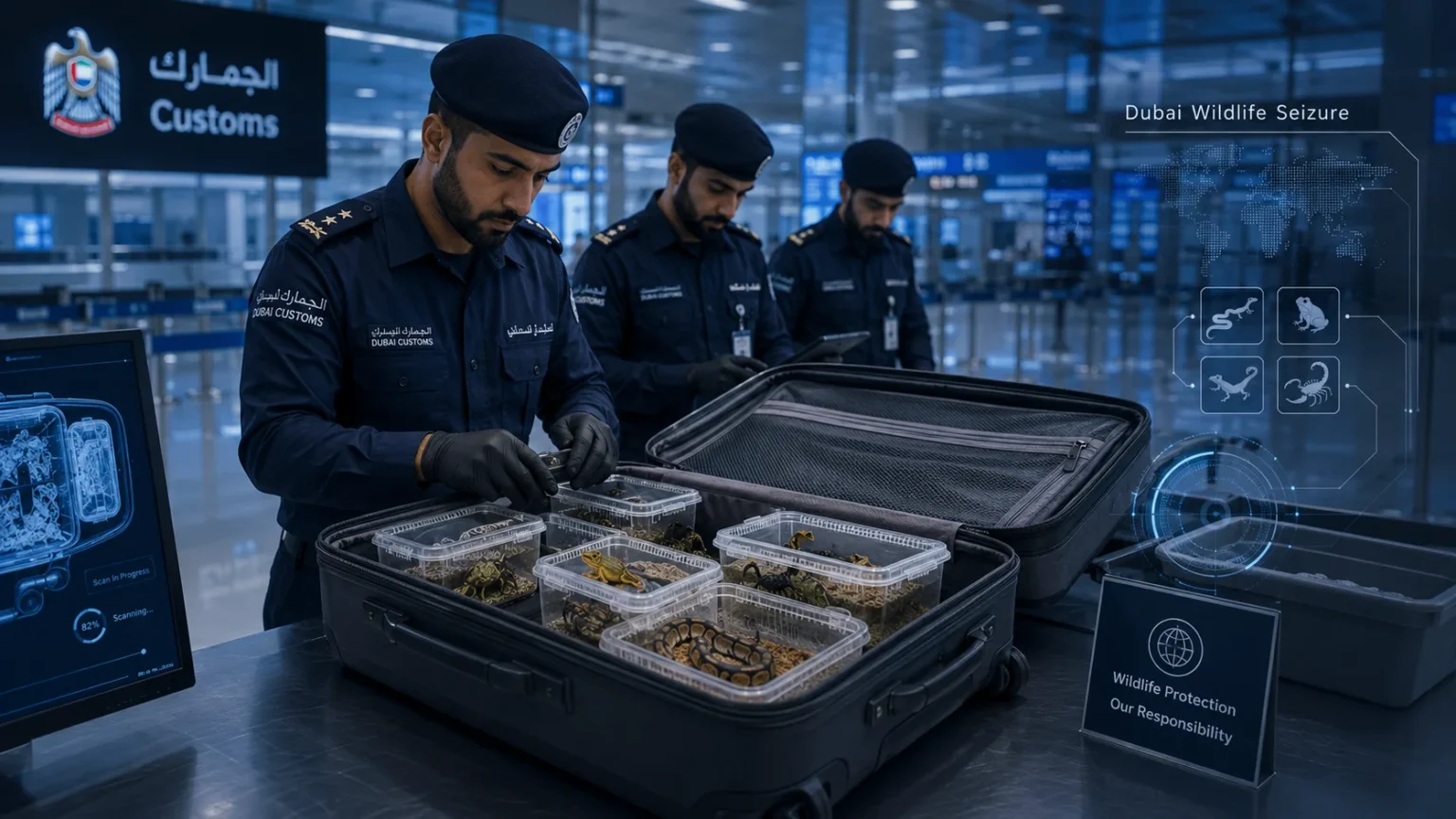 Dubai Customs Finds 223 Live Animals Hidden Inside Abandoned Airport Suitcase