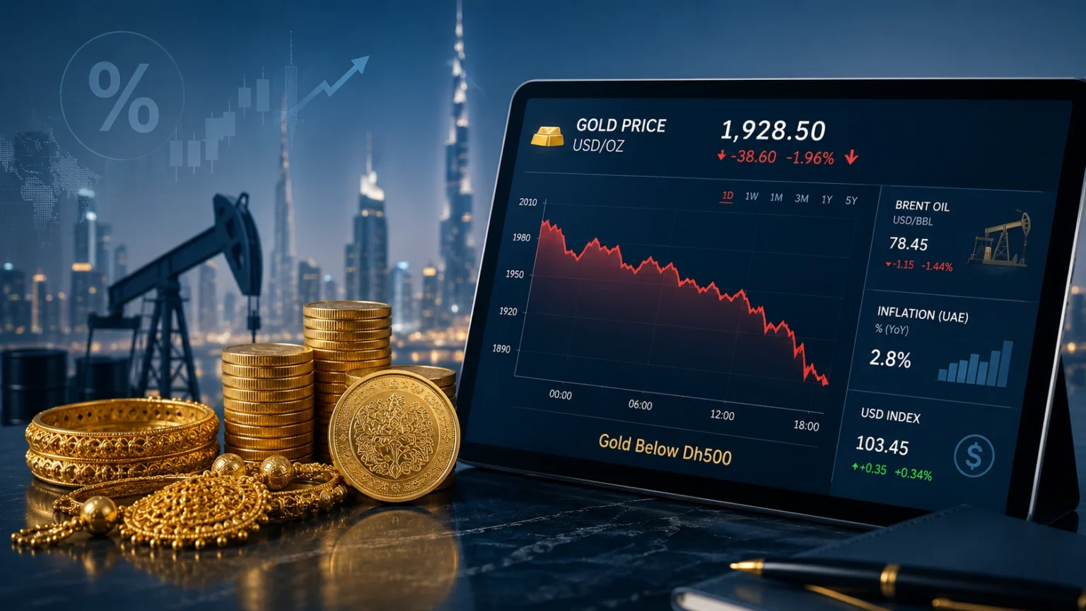 Dubai Gold Price Falls Below Dh500 Amid Middle East Tensions