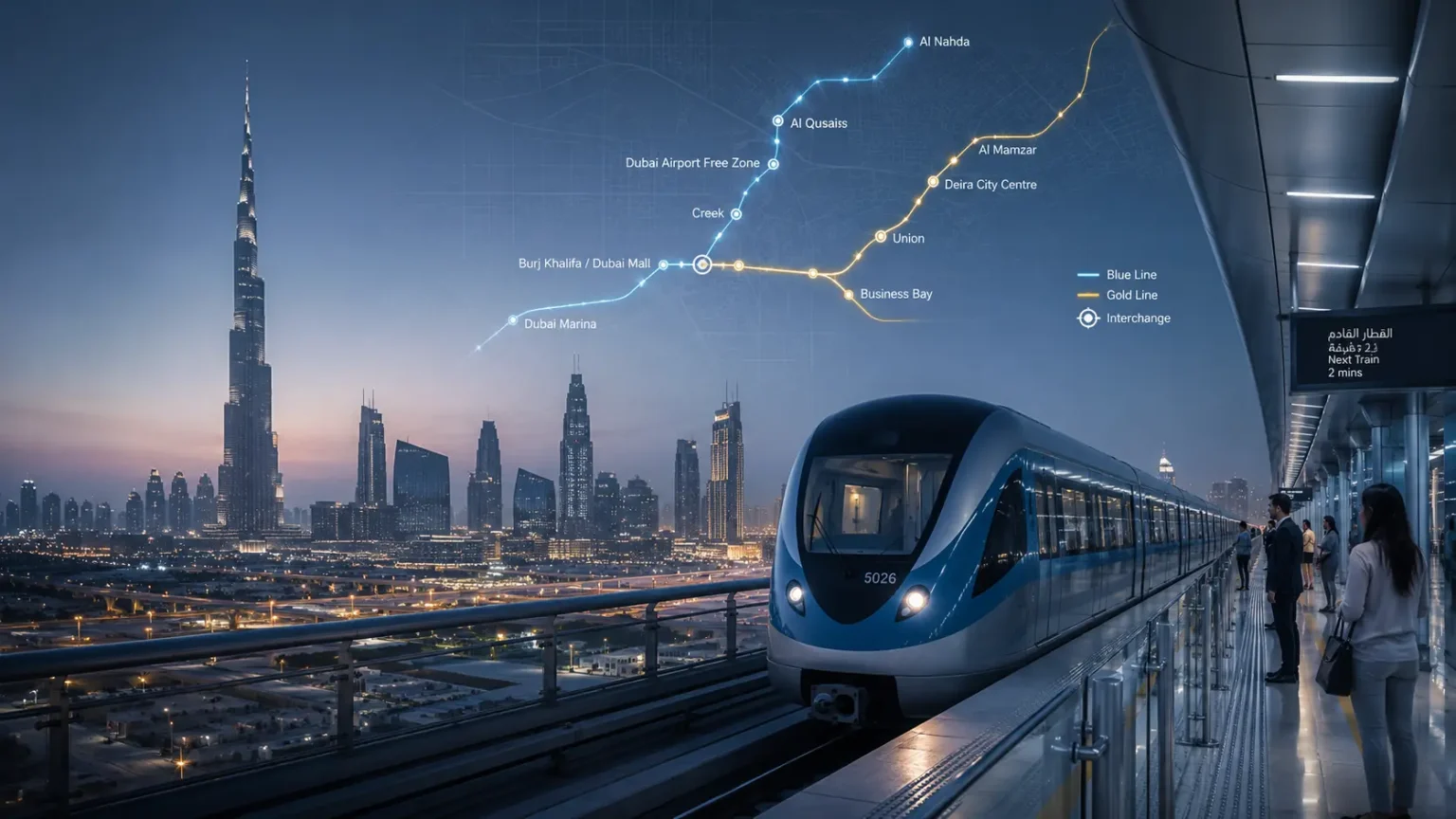 Dubai Metro Blue Line and Gold Line - Routes and Station Locations Explained