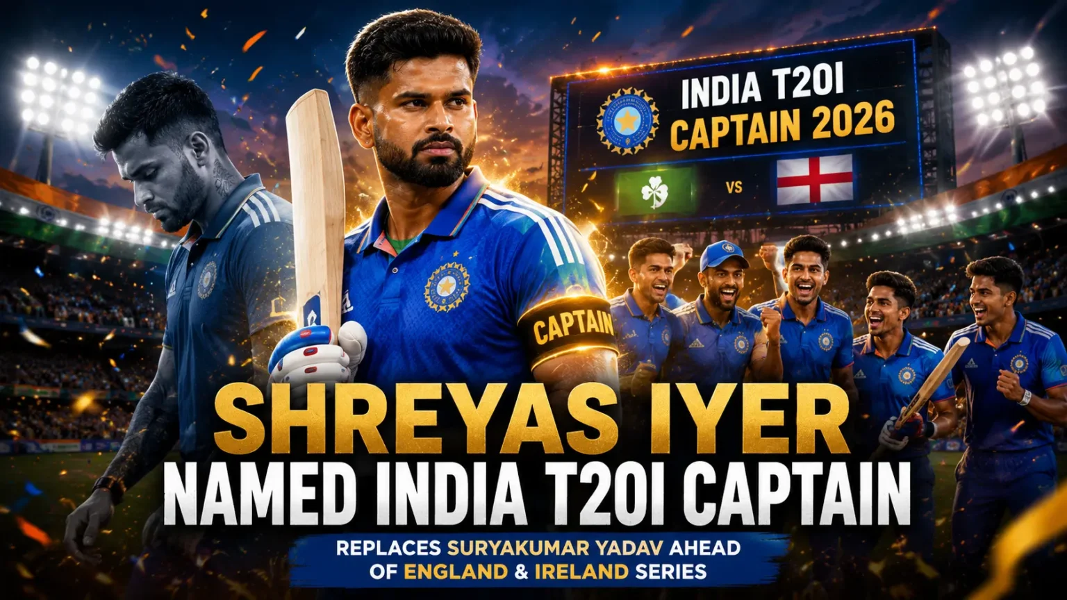 Shreyas Iyer Named India’s New T20I Captain, Replaces Suryakumar Yadav Ahead of Ireland and England Series Shreyas Iyer Named India T20I Captain - Replaces Suryakumar Yadav Ahead of England & Ireland Series