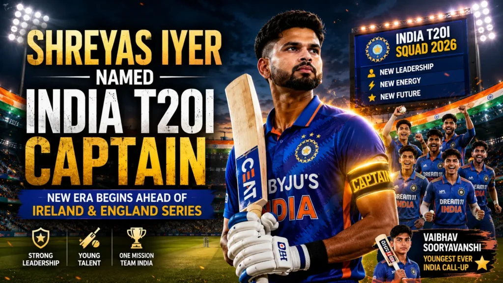 Shreyas Iyer Named India’s New T20I Captain Ahead of Ireland and England Series