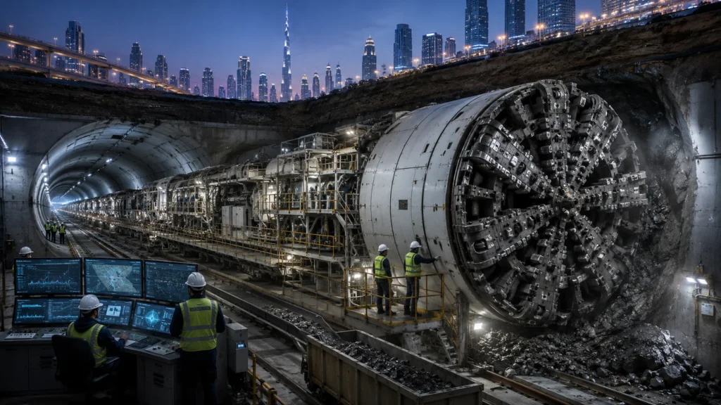 Dubai Metro Blue Line - Al Wugeisha TBM Builds Underground Network