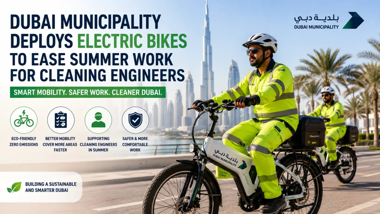 Dubai Municipality Deploys Electric Bikes to Ease Summer Work for Cleaning Engineers Dubai Municipality Deploys Electric Bikes to Ease Summer Work for Cleaning Engineers