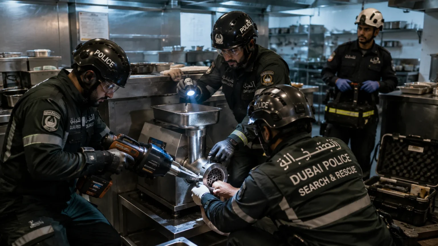 Dubai Police Rescue Workers Trapped in Meat Grinders Using Specialist Equipment