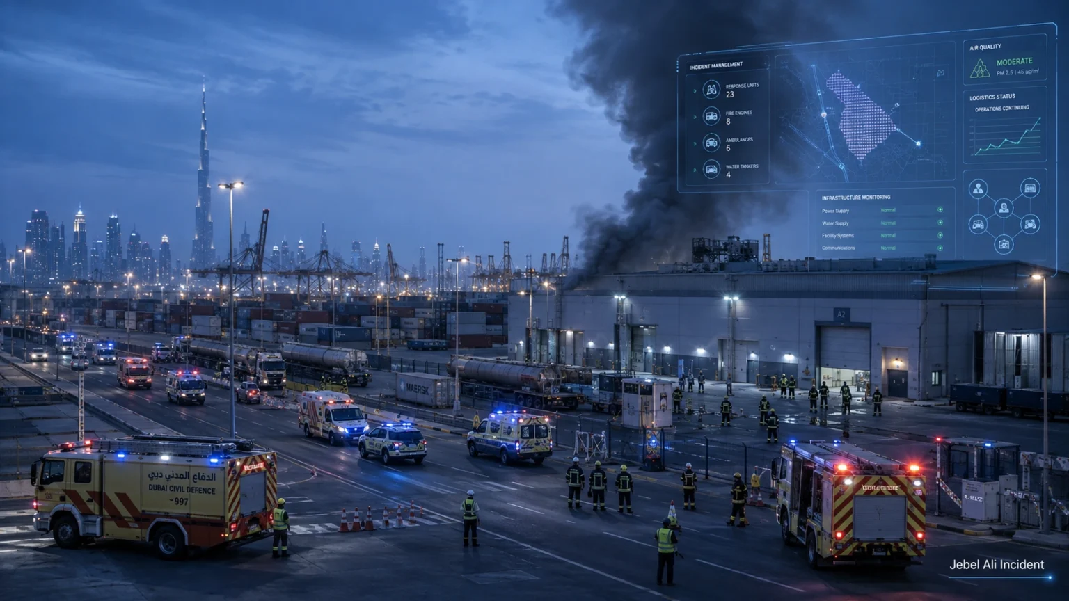 Explosions Reported in Jebel Ali Industrial Area in Dubai: Emergency Response and Investigation Underway Explosions Reported in Jebel Ali Industrial Area in Dubai - Emergency Response and Investigation Underway